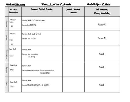 Lesson / Guided Practice Unit 6- Data Representations