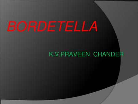 BORDETELLA K.V.PRAVEEN CHANDER.