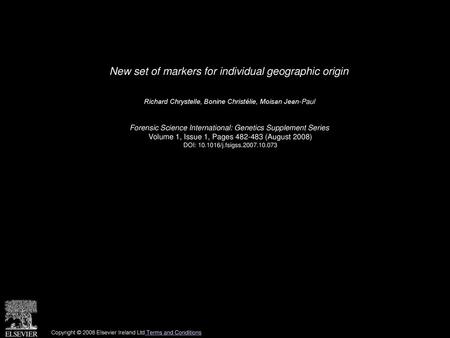 New set of markers for individual geographic origin