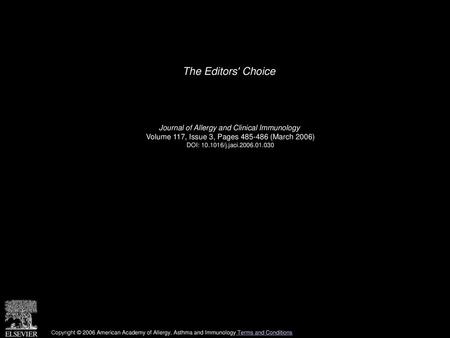 The Editors' Choice Journal of Allergy and Clinical Immunology