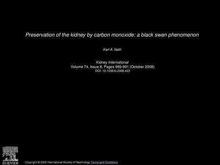 Preservation of the kidney by carbon monoxide: a black swan phenomenon