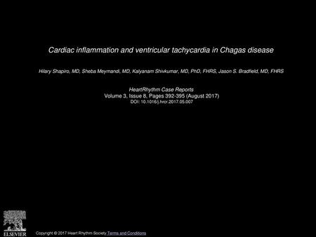 Cardiac inflammation and ventricular tachycardia in Chagas disease