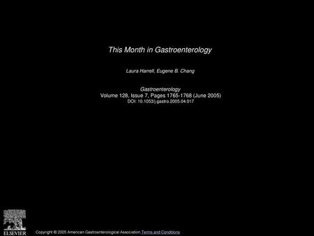 This Month in Gastroenterology