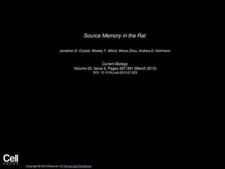 Source Memory in the Rat