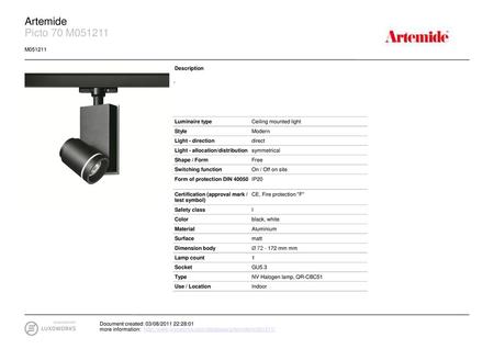 Artemide Picto 70 M M Description - Luminaire type