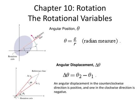 Chapter 10: Rotation The Rotational Variables