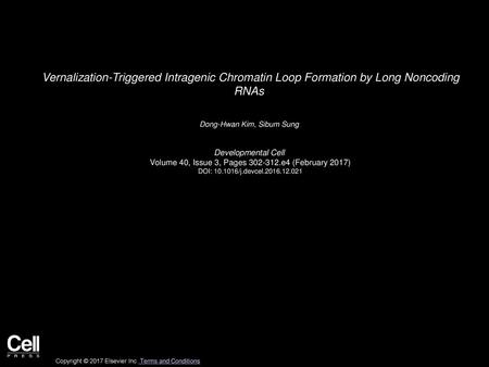 Dong-Hwan Kim, Sibum Sung  Developmental Cell 