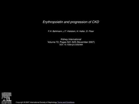 Erythropoietin and progression of CKD