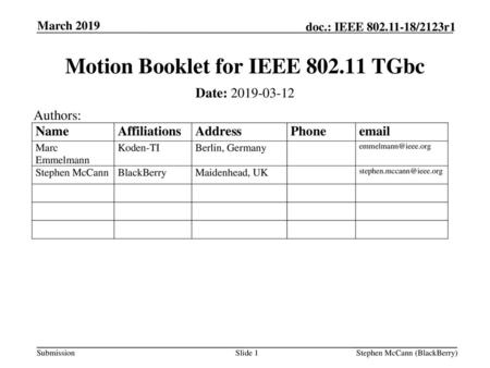 Motion Booklet for IEEE TGbc