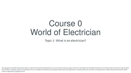 Course 0 World of Electrician