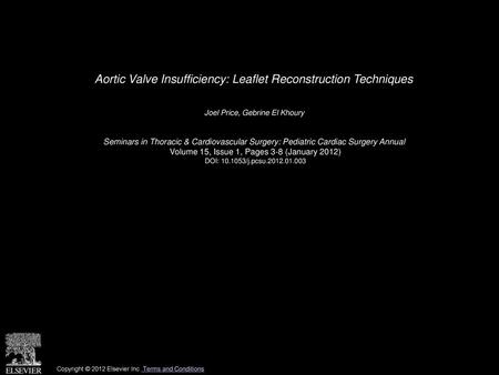 Aortic Valve Insufficiency: Leaflet Reconstruction Techniques