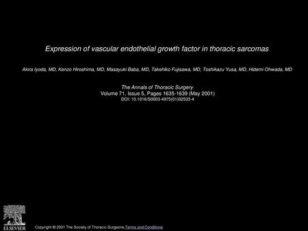 Expression of vascular endothelial growth factor in thoracic sarcomas