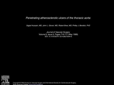 Penetrating atherosclerotic ulcers of the thoracic aorta