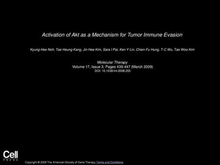 Activation of Akt as a Mechanism for Tumor Immune Evasion