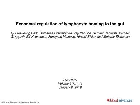 Exosomal regulation of lymphocyte homing to the gut