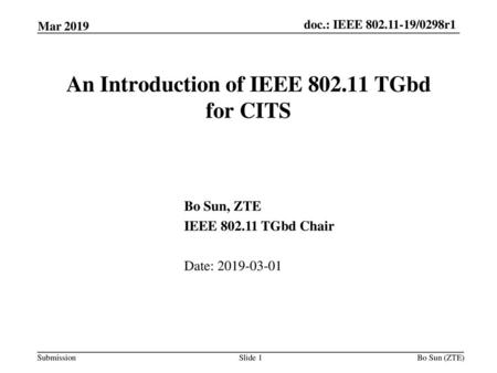 An Introduction of IEEE TGbd