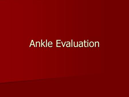 Ankle Evaluation.