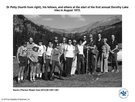 Dr Petty (fourth from right), his fellows, and others at the start of the first annual Dorothy Lake hike in August 1972. Dr Petty (fourth from right),