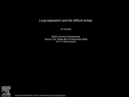 Lung separation and the difficult airway