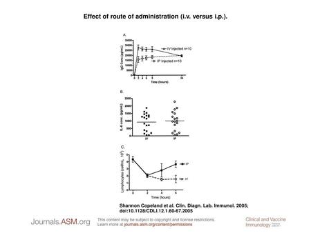 Effect of route of administration (i.v. versus i.p.).