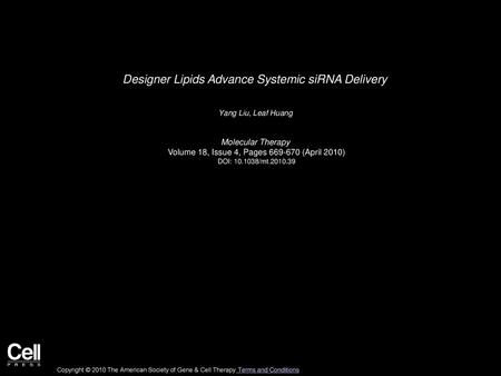 Designer Lipids Advance Systemic siRNA Delivery