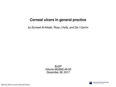 Corneal ulcers in general practice