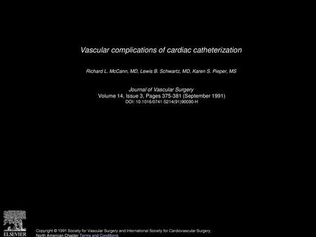 Vascular complications of cardiac catheterization