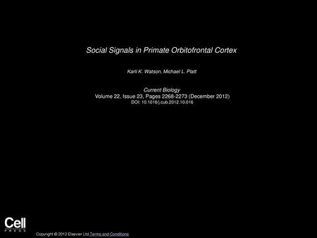 Social Signals in Primate Orbitofrontal Cortex