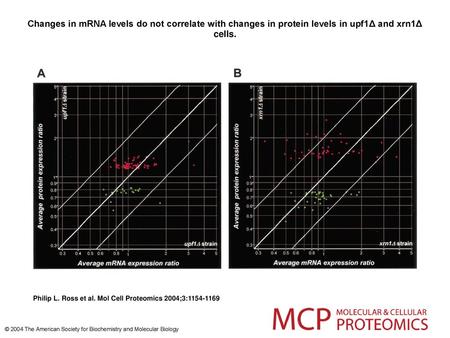 Changes in mRNA levels do not correlate with changes in protein levels in upf1Δ and xrn1Δ cells. Changes in mRNA levels do not correlate with changes in.