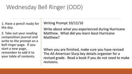 Wednesday Bell Ringer (ODD)