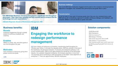 IBM Engaging the workforce to redesign performance management