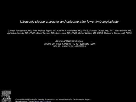 Ultrasonic plaque character and outcome after lower limb angioplasty