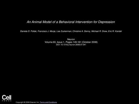 An Animal Model of a Behavioral Intervention for Depression