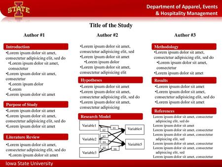 Title of the Study Iowa State University Author #1 Author #2 Author #3