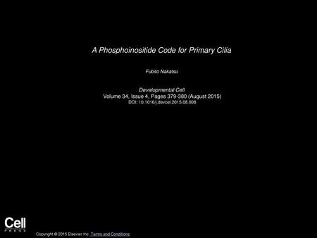 A Phosphoinositide Code for Primary Cilia