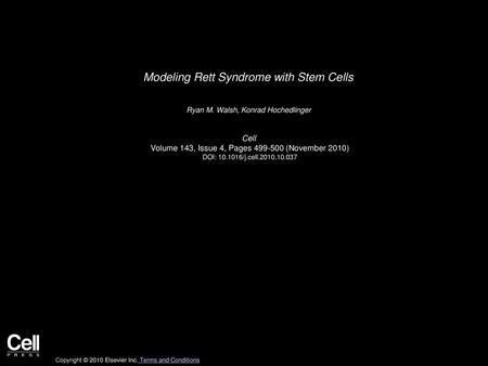 Modeling Rett Syndrome with Stem Cells