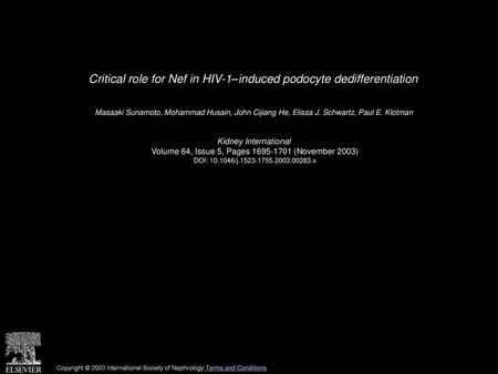 Critical role for Nef in HIV-1–induced podocyte dedifferentiation