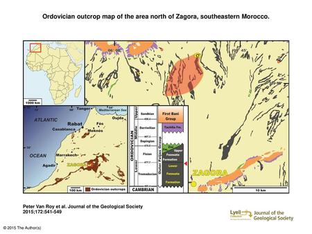 Ordovician outcrop map of the area north of Zagora, southeastern Morocco. Ordovician outcrop map of the area north of Zagora, southeastern Morocco. Areas.