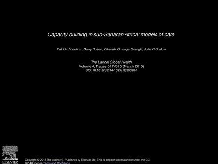 Capacity building in sub-Saharan Africa: models of care