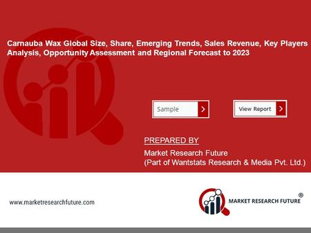 Carnauba Wax Global Size, Share, Emerging Trends, Sales Revenue, Key Players Analysis, Opportunity Assessment and Regional Forecast to 2023 PREPARED BY.