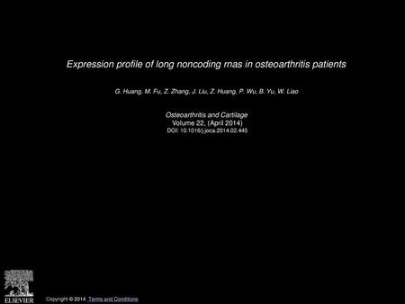 Expression profile of long noncoding rnas in osteoarthritis patients