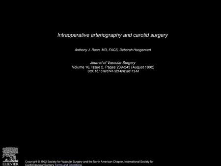 Intraoperative arteriography and carotid surgery