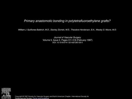 Primary anastomotic bonding in polytetrafluoroethylene grafts?