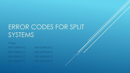 Error codes for split systems