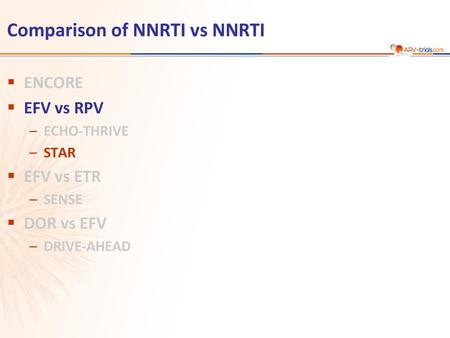 Comparison of NNRTI vs NNRTI