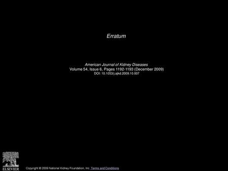 Erratum American Journal of Kidney Diseases