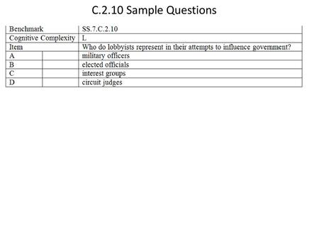 C.2.10 Sample Questions.