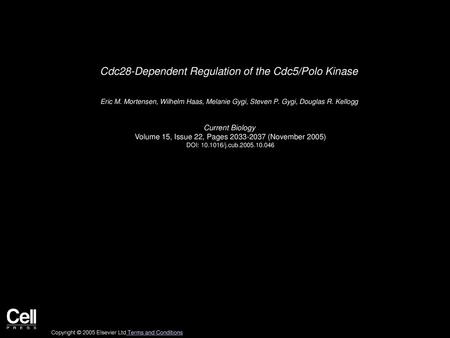 Cdc28-Dependent Regulation of the Cdc5/Polo Kinase