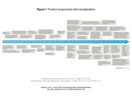 Figure 1 Timeline of pancreatic islet transplantation