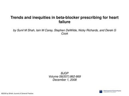 Trends and inequities in beta-blocker prescribing for heart failure